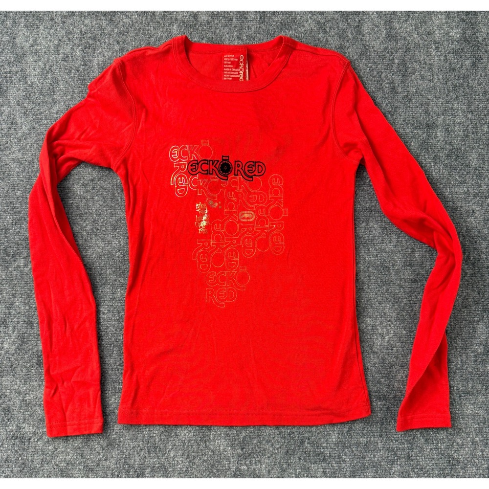 Vintage Y2K‎ Ecko Red Long Sleeve Graphic T Shirt Red Size S Small Cotton